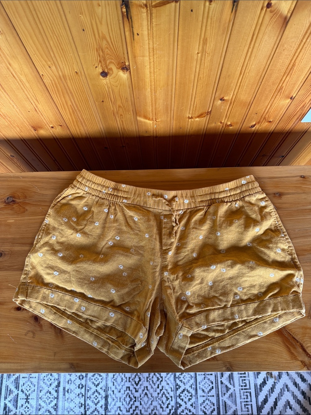 Old Navy Mustard Floral Drawstring Athletic Shorts